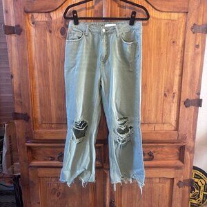 Distressed Green Women's Jeans